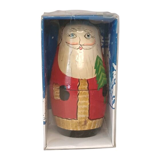 Santa Claus Nesting Dolls Wooden Christmas Set of Four (4) Complete Original Box - Picture 11 of 13